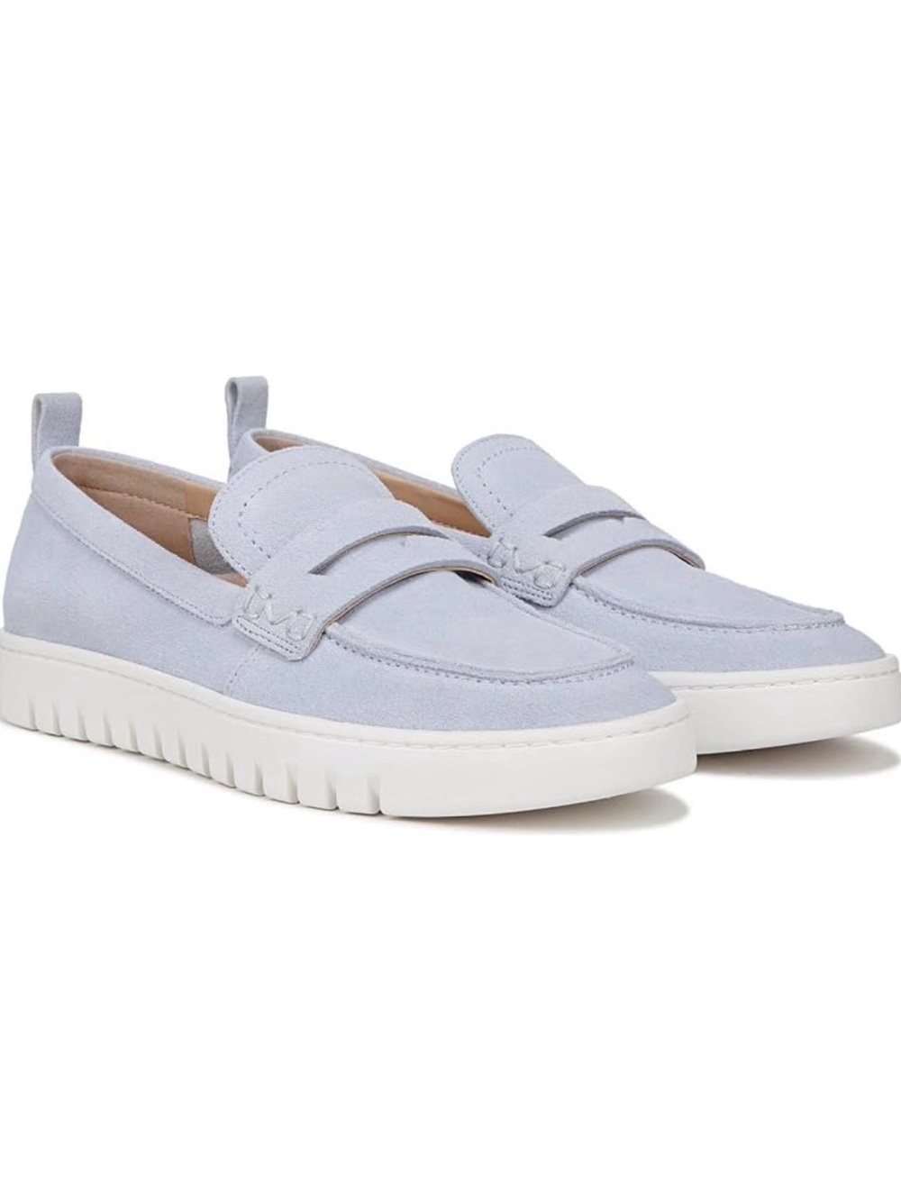 Vionic Uptown Light Blue Suede Penny Loafers Comfort Shoes